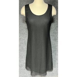 Joseph Ribkoff Tank Mini Dress Mesh Scoop Neck Black Flowy Womens Size Small